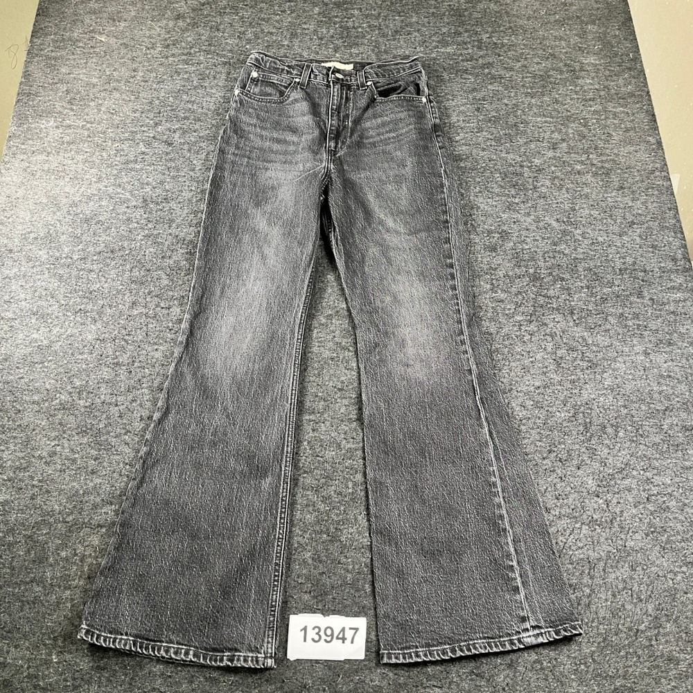 Levi's 70s High Flare Jeans Women 27 Black Excellent Stone Washed Denim